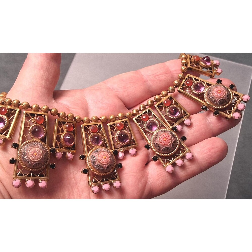 Juliana Moroccan Matrix Necklace Amethyst Carnelian Glass - Picture 7 of 14